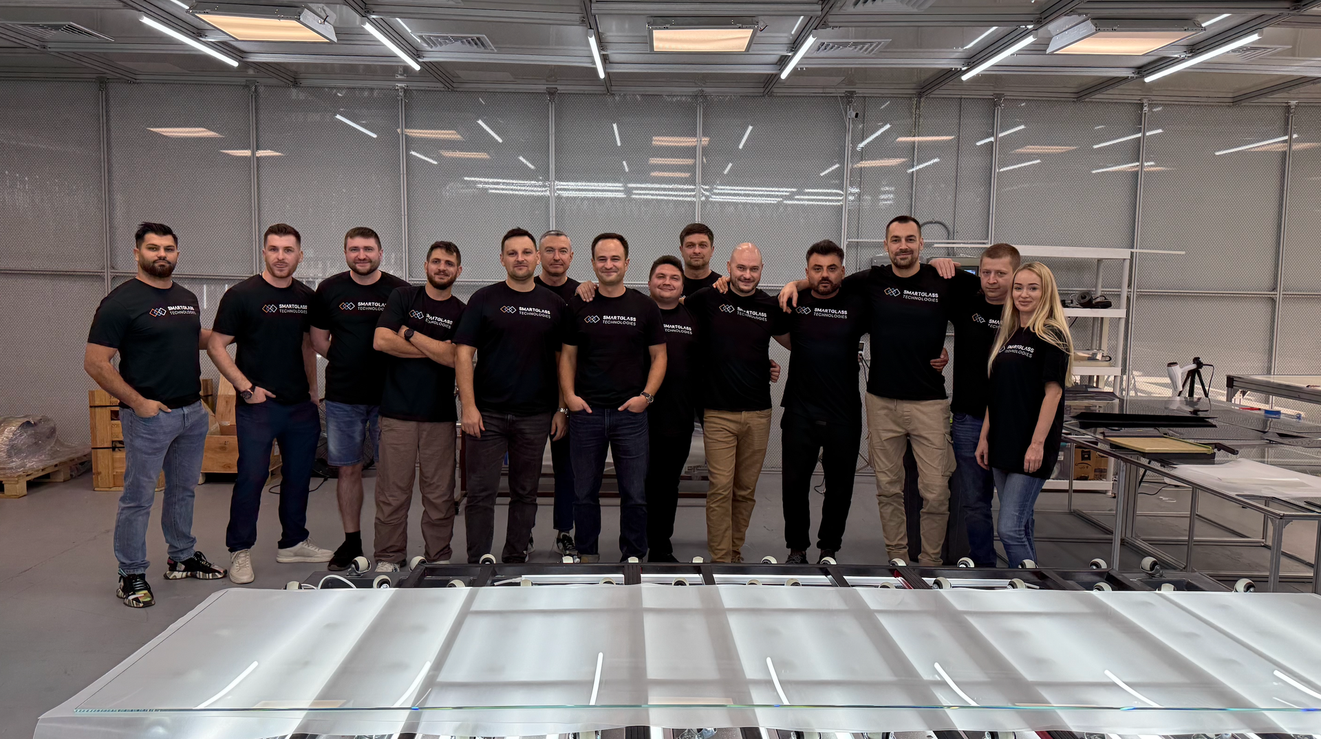 Founder Vasile Turcan in front of the Smart Locks Technologies and Smart Glass Technologies team